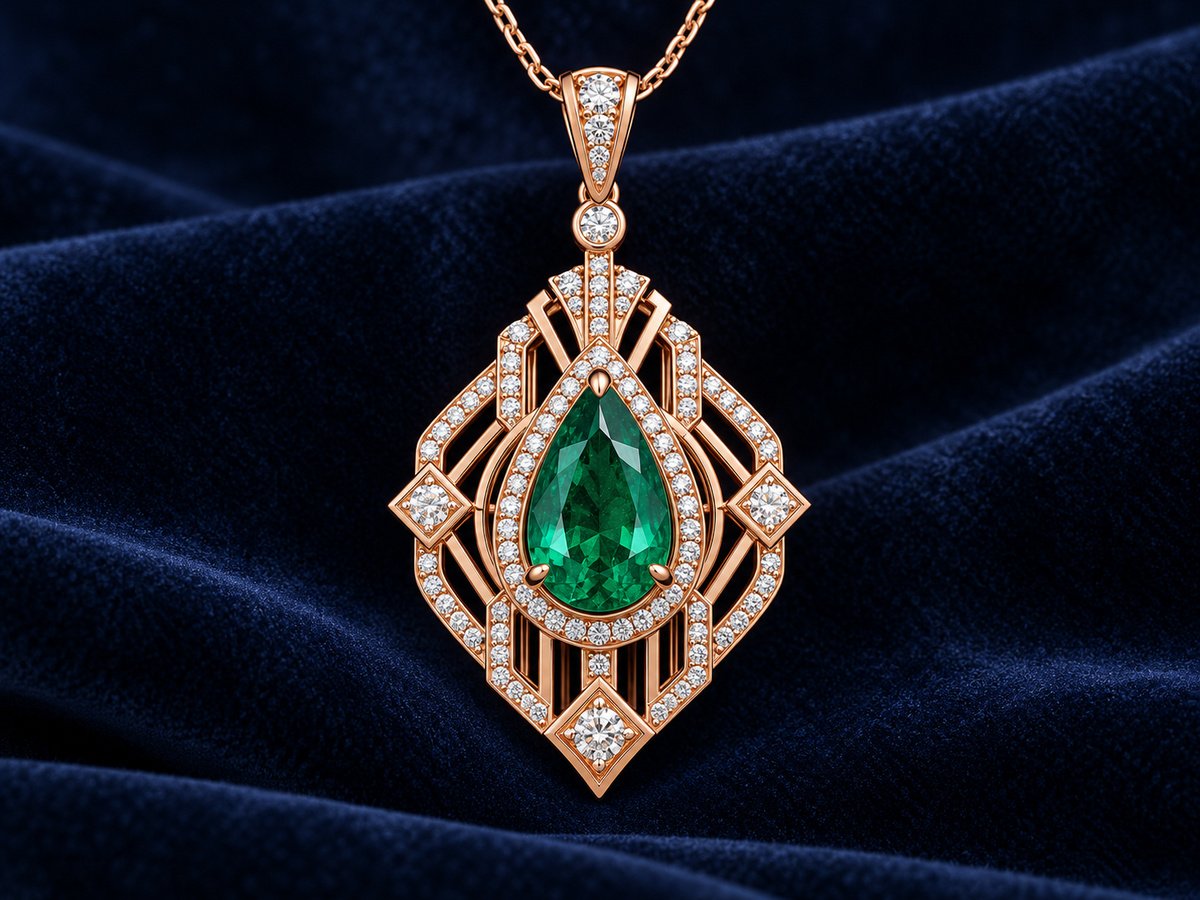 Art-Deco emerald pendant